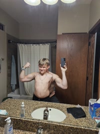 Hunter showing the guns!